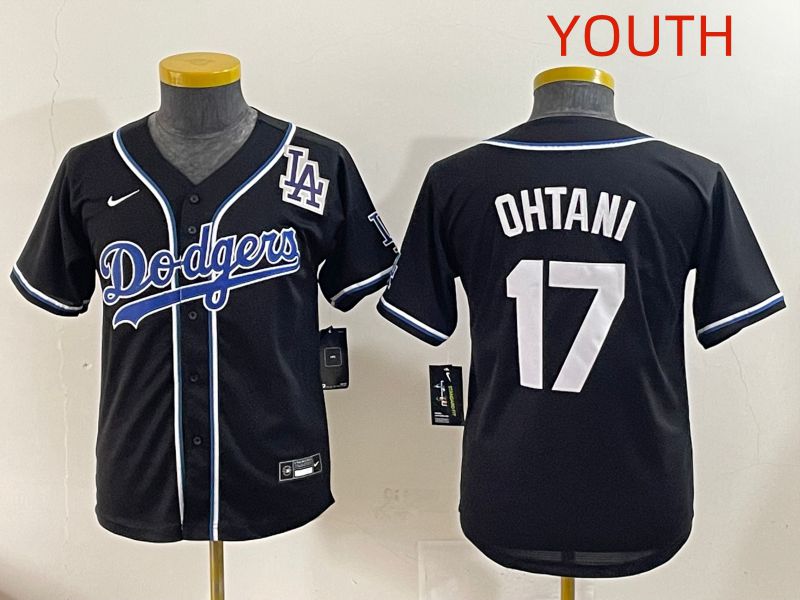 Youth 2025 Los Angeles Dodgers #17 Ohtani Black Three generations Fashion Nike MLB Jersey style 11